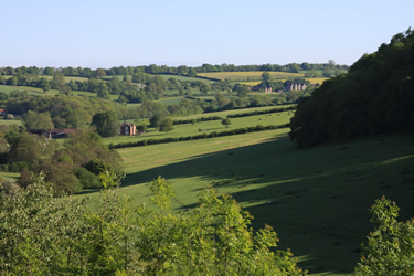 View from the seat towards Wilderhope Manor